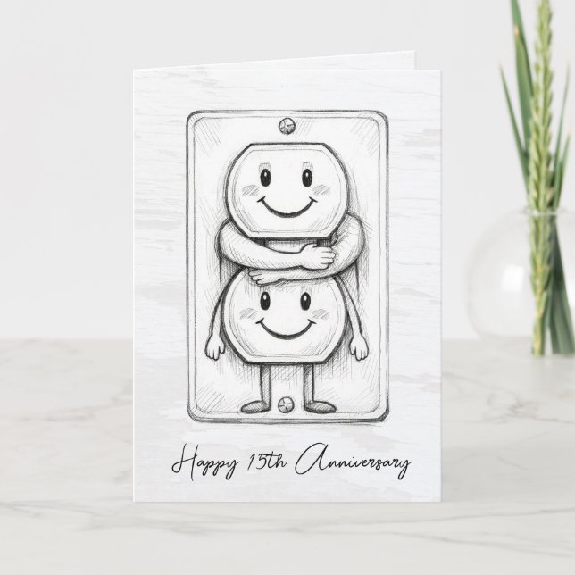 15th Wedding Anniversary Electrical Socket  Card (Front)