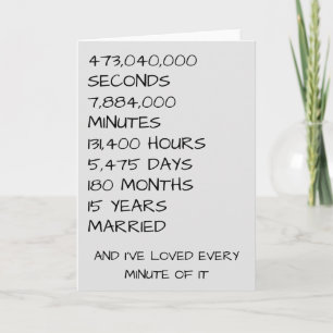 15th Wedding Anniversary Fifteen Years Card