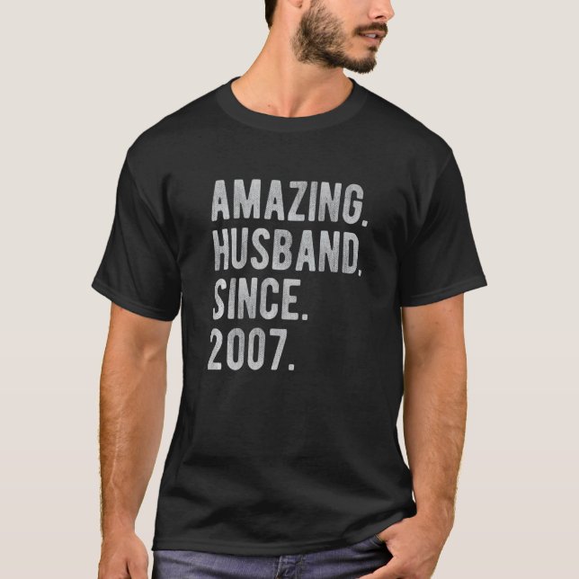 15th Wedding Anniversary For Him Amazing Husband S T-Shirt (Front)