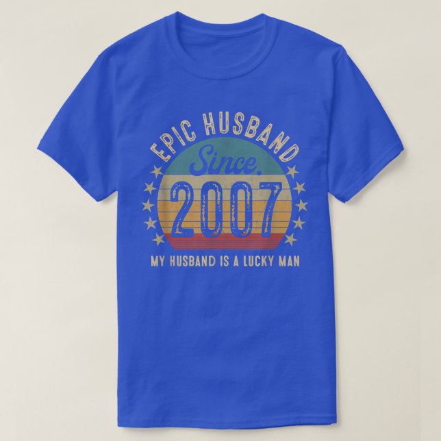 15Th Wedding Anniversary For Him Epic Husband Sinc T-Shirt (Design Front)