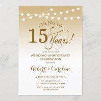 15th Wedding Anniversary - Gold White