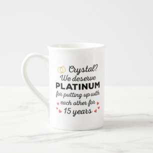 15th Wedding Anniversary I - Crystal Funny Couple Bone China Mug