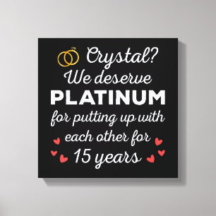 15th Wedding Anniversary I - Crystal Funny Couple Canvas Print