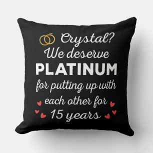 15th Wedding Anniversary I - Crystal Funny Couple Cushion