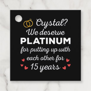 15th Wedding Anniversary I - Crystal Funny Couple Favour Tags