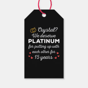 15th Wedding Anniversary I - Crystal Funny Couple Gift Tags