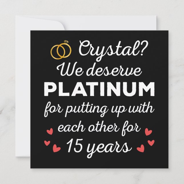 15th Wedding Anniversary I - Crystal Funny Couple Invitation (Front)