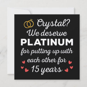 15th Wedding Anniversary I - Crystal Funny Couple Invitation