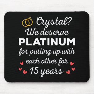 15th Wedding Anniversary I - Crystal Funny Couple Mouse Mat