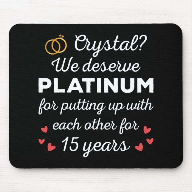 15th Wedding Anniversary I - Crystal Funny Couple Mouse Mat (Front)