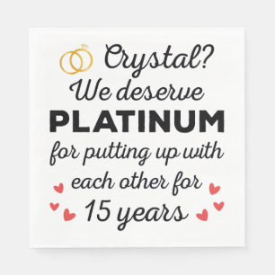 15th Wedding Anniversary I - Crystal Funny Couple Napkin