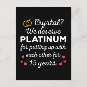 15th Wedding Anniversary I - Crystal Funny Couple Postcard