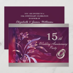 15th Wedding Anniversary Party Invitations