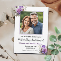 15th Wedding Anniversary Purple Roses Photo