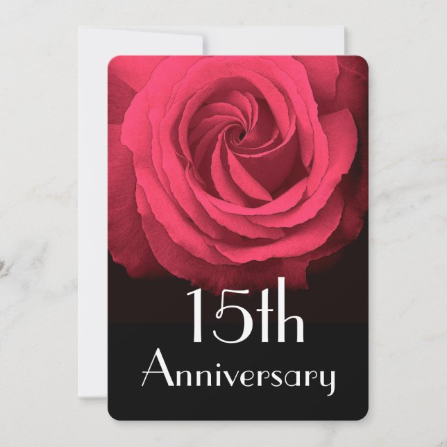 15th Wedding Anniversary Ruby Red Rose A02D Invitation (Front)
