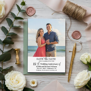15th Wedding Anniversary Save the Date Photo Card