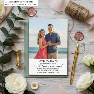 15th Wedding Anniversary Save the Date Photo Card