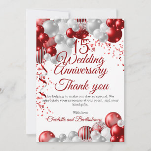 15th Wedding Anniversary Thank You Card