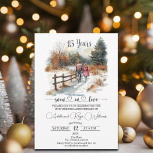 15th Wedding Anniversary Winter Landscape Romantic Invitation