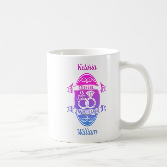 15th Year traditional crystal wedding anniversary Coffee Mug (Right)