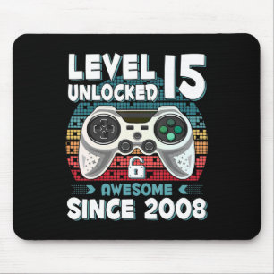 15yr BDay Son Boy Fun Gamer 15th 15 Year Old Birth Mouse Mat
