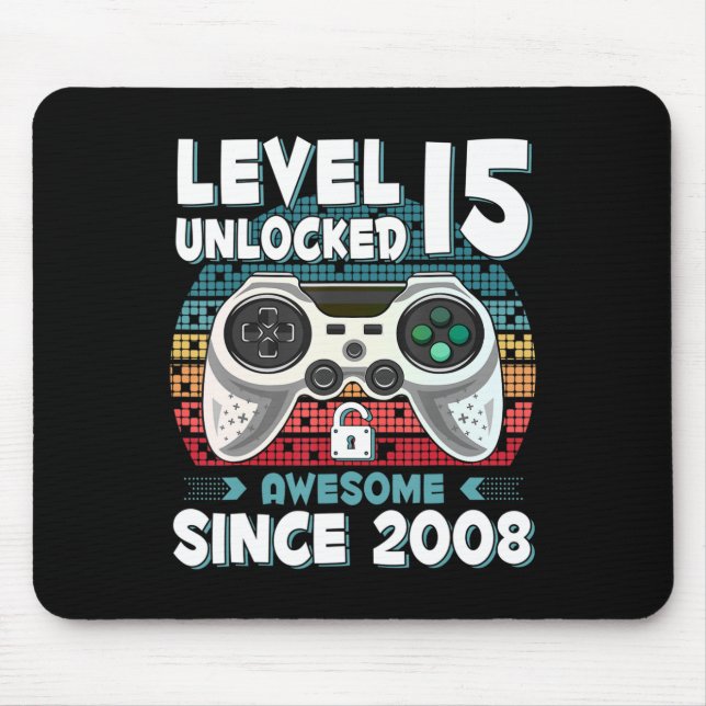 15yr BDay Son Boy Fun Gamer 15th 15 Year Old Birth Mouse Mat (Front)