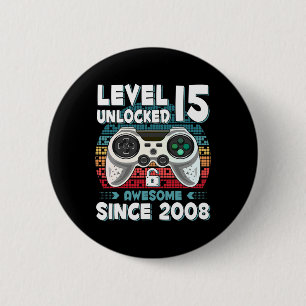 15yr Bday Son Boy Funny Gamer 15th 15 Year Old Bir 6 Cm Round Badge