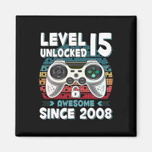 15yr Bday Son Boy Funny Gamer 15th 15 Year Old Bir Magnet
