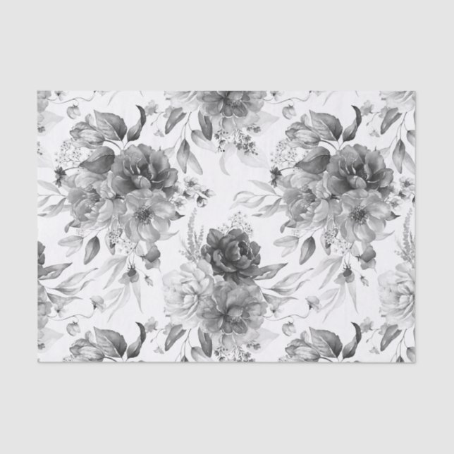 1600s Dutch Black White Still Life Floral Art (3) Tissue Paper (Front)