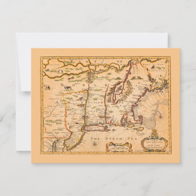 1600s New England Map Native American Settlements (Front)