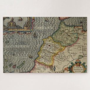 1606 Map Fez and the Kingdom of Morocco by Hondius Jigsaw Puzzle