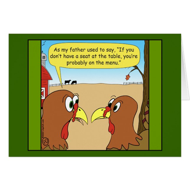 1606 Seat at the Thanksgiving table cartoon (Front Horizontal)