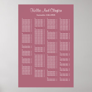 160 Burgundy Simple Wedding Seating Chart