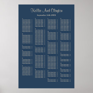 160 Classic Blue Simple Wedding Seating Chart