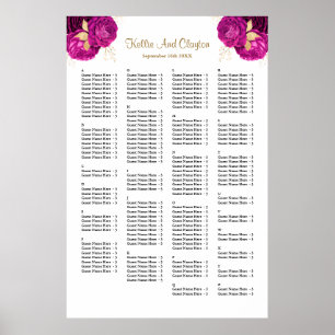 160 Pink And Gold Floral Wedding Seating Chart