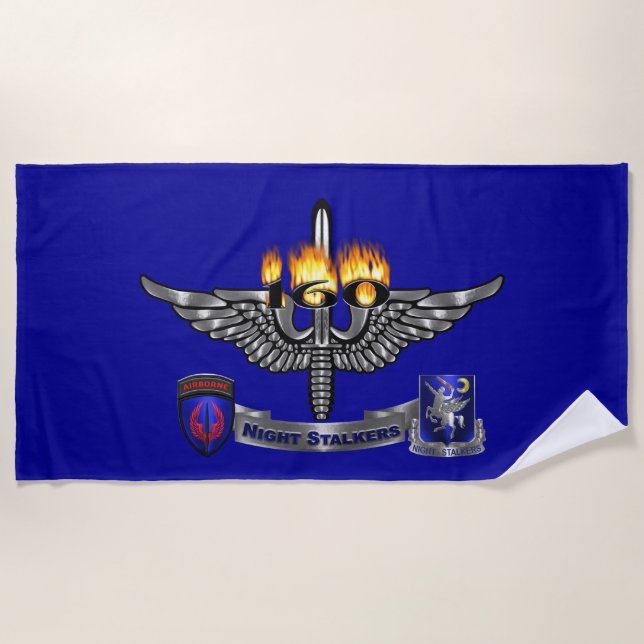 160th Special Operations Aviation NIGHT STALKERS Beach Towel (Front)