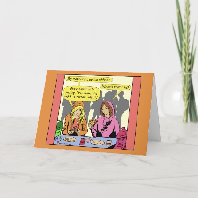 1614 My Mother Is A Police Officer Cartoon Card (Front)