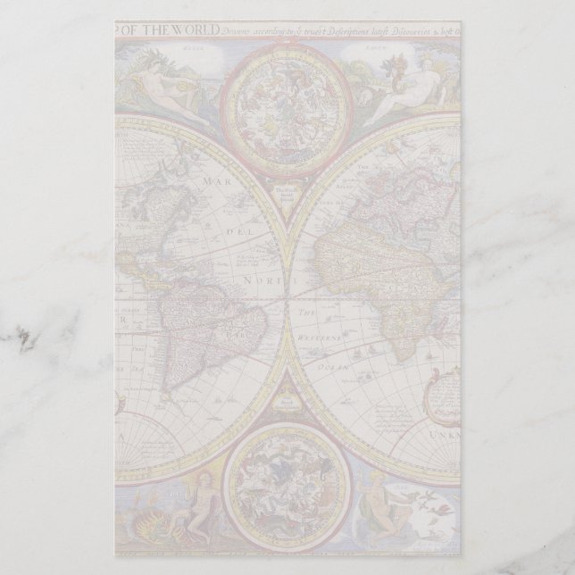 1626 Vintage World Map Stationery (Front)