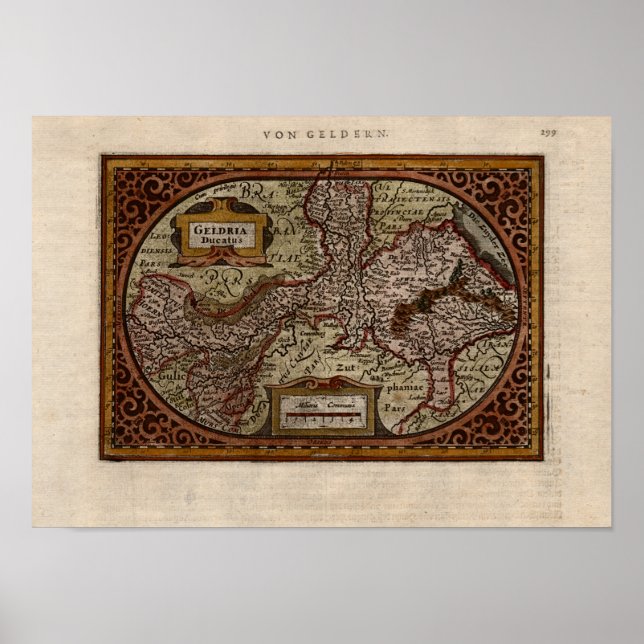 1631 Map: Geldria Ducatus by Mercator-Hondius Poster (Front)