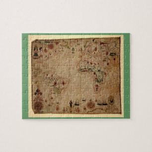 1633 Atantic Ocean Portolan Chart - Pascoal Roiz Jigsaw Puzzle