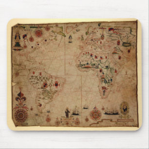 1633 Atantic Ocean Portolan Chart - Pascoal Roiz Mouse Mat