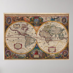 1633 Nova Totius Terrarum Orbis Geographica Poster