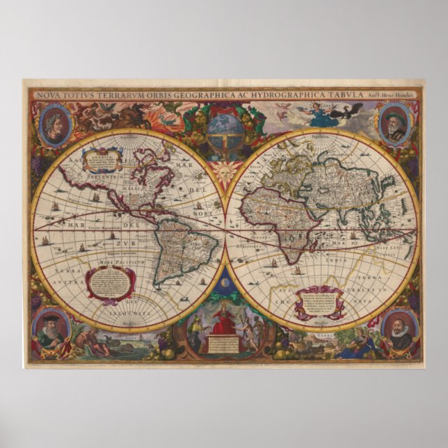 1633 Nova Totius Terrarum Orbis Geographica Poster (Front)