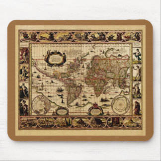 1635 World Map by Willem Blaeu Mousepad