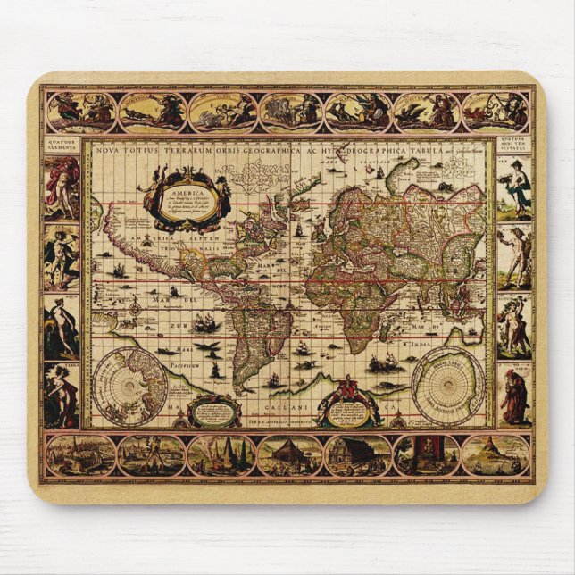 1635 World Map Mouse Mat (Front)