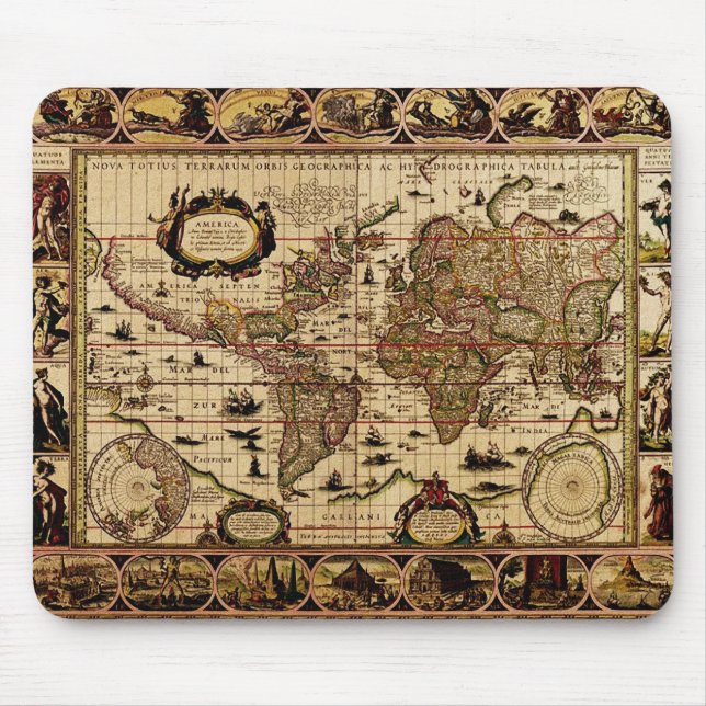 1635 World Map Mousepad (Front)