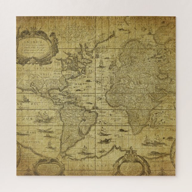 1635 World Map: Vintage Style Jigsaw Puzzle (Vertical)