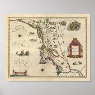 1640 Map "Nova Belgica Et Anglia Nova" Poster