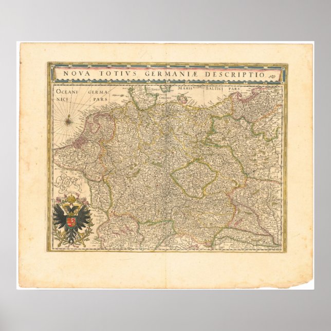 1645 Map of Germany Poster (Front)