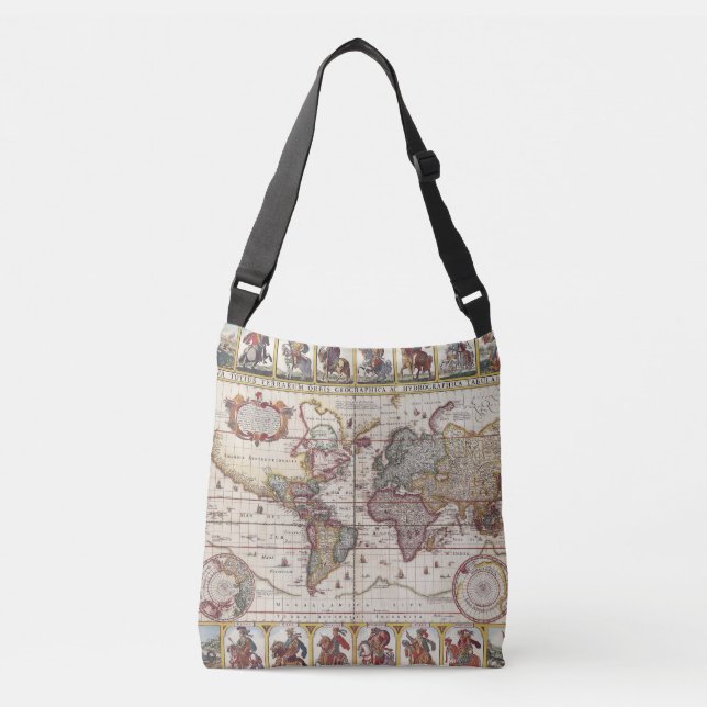 1652 Map of the World, Doncker Sea Atlas World Map Crossbody Bag (Front)